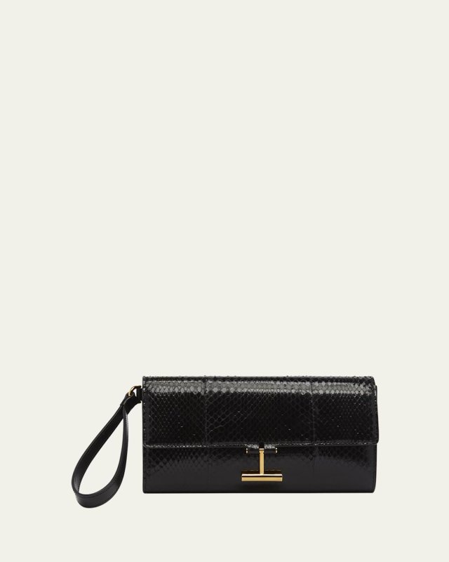 Tara Pouch Wristlet in Snake-Embossed Leather